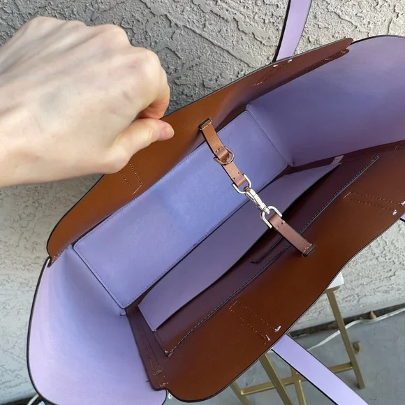 KATE SPADE Two Tone Gingerbread Brown & Lilac Leather Magnolia Street Tote Bag